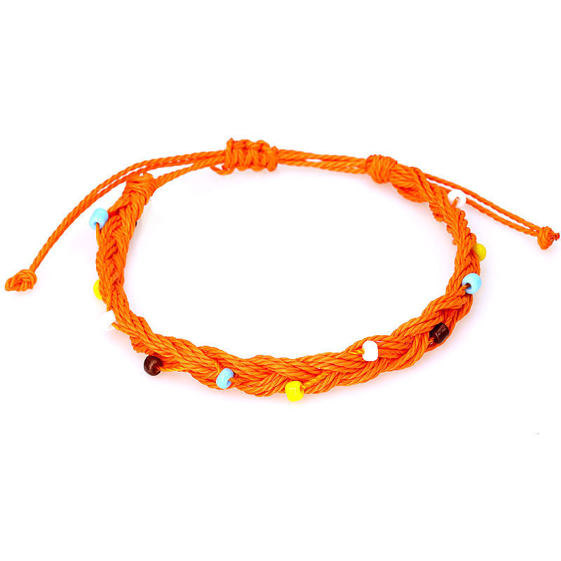 Wholesale Handwoven Waterproof Waxed Thread and Rice Beads Bracelet